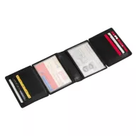   Portofel negru cu 12 buzunare pentru carduri si carti de vizita, Everestus, PO12WT, piele, 117x93x15 mm