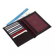   Portofel negru cu 9 buzunare si loc de pasaport, Everestus, PO11VN, piele, 145x110x15 mm