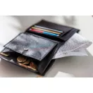 Portofel negru pentru monede, bancnote si carduri, Everestus, PO03DS, piele, 125x100x20 mm