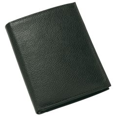   Portofel negru cu multiple buzunare pentru carduri, bancnote si monede, Everestus, PO10TI, piele, 118x92x15 mm
