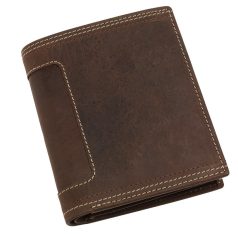   Portofel maro cu 6 buzunare carduri si 2 buzunare bancnote, Everestus, PO14WE, piele, 120x100x22 mm