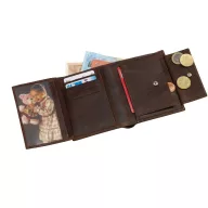   Portofel maro cu 6 buzunare carduri si 2 buzunare bancnote, Everestus, PO14WE, piele, 120x100x22 mm
