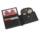 Portofel negru cu 4 buzunare carduri si 2 buzunare bancnote, Everestus, PO04HY, piele, 105x72x19 mm