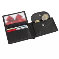   Portofel negru cu 4 buzunare carduri si 2 buzunare bancnote, Everestus, PO04HY, piele, 105x72x19 mm
