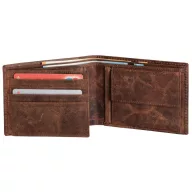   Portofel cu 8 buzunare carduri si 2 buzunare bancnote, maro, Everestus, PO09WS, piele, 120x94x23 mm