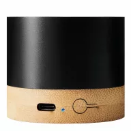   Boxa portabila 3 W, Wireless, 2401E14328, Everestus, Ø6x5.1 cm, Aluminiu, Bambus, Negru