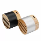 Boxa portabila 3 W, Wireless, 2401E14328, Everestus, Ø6x5.1 cm, Aluminiu, Bambus, Negru