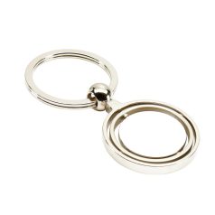   Breloc rotund cu interior dinamic, Everestus, KR0725, aliaj de zinc, otel, argintiu
