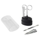 Set manichiura LYON, 4 pcs, plastic, otel, silicon, negru, transparent
