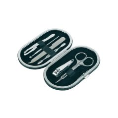   Set 6 piese manichiura in etui oval, Everestus, 20IAN1420, Negru, Otel, PVC