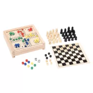   Set colectie de jocuri, Everestus, 18SEP3447, 3 piese, 12.3x12.3x3 cm, Lemn, Maro