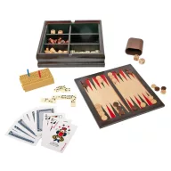   Set jocuri, Sah, Table, Domino, carti de joc si zaruri, maro, Everestus, AV03FN, lemn, plastic