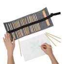 Penar cu 24 creioane colorate, Everestus, 2601E12607, 49.6x20x0.3 cm, Poliester, Lemn, Gri