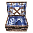 Cos pentru picnic, 2 persoane, albastru, alb, Everestus, CP04CK, lemn