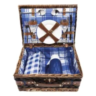   Cos pentru picnic, 2 persoane, albastru, alb, Everestus, CP04CK, lemn