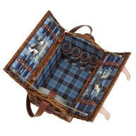 Cos picnic, 4 persoane, albastru, Everestus, CP06SE, lemn