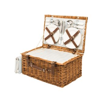   Cos pentru picnic, 4 persoane, maro, albastru, bej, Everestus, CP05MK, lemn