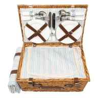   Cos pentru picnic, 4 persoane, maro, albastru, bej, Everestus, CP05MK, lemn