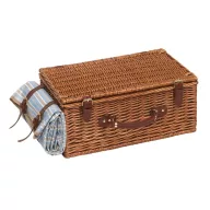   Cos pentru picnic, 4 persoane, maro, albastru, bej, Everestus, CP05MK, lemn