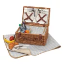 Cos pentru picnic, 4 persoane, maro, albastru, bej, Everestus, CP05MK, lemn