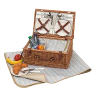   Cos pentru picnic, 4 persoane, maro, albastru, bej, Everestus, CP05MK, lemn