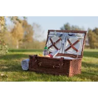   Cos pentru picnic, 4 persoane, maro, albastru, bej, Everestus, CP05MK, lemn