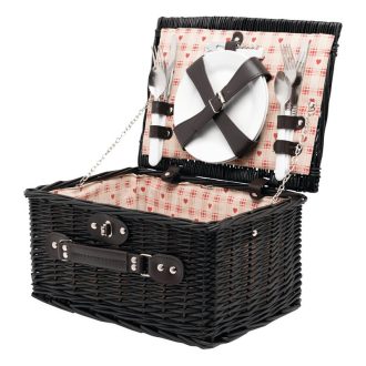   Cos de picnic din rachita, 2 persoane, maro, Everestus, CP03SK, lemn