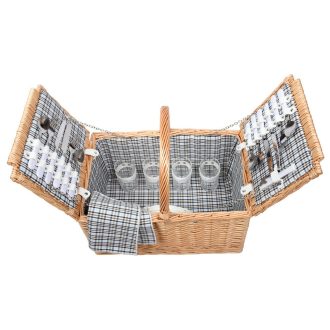   Cos picnic pentru 4 persoane, Everestus, 21OCT0336, 46 x 30 x 39 cm, Lemn, Maro