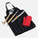 Set 4 accesorii gratar, Everestus, 21OCT0124, 43.5 x 60.5 cm, Poliester, Otel, Negru