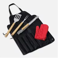   Set 4 accesorii gratar, Everestus, 21OCT0124, 43.5 x 60.5 cm, Poliester, Otel, Negru
