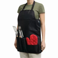   Set 4 accesorii gratar, Everestus, 21OCT0124, 43.5 x 60.5 cm, Poliester, Otel, Negru