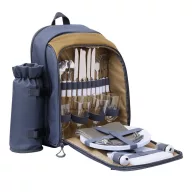   Rucsac picnic pentru 4 persoane, 2410E23209, Everestus, 43 x 37 x 19 cm, Poliester, Albastru, Maro