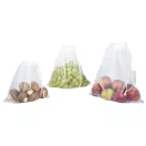 Set 3 saculeti pentru legume si fructe, Everestus, 21OCT0246, 25 x 25 / 27.5 x 31 / 30 x 35 cm, Poliester, Alb