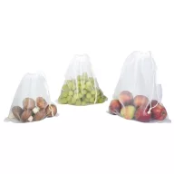   Set 3 saculeti pentru legume si fructe, Everestus, 21OCT0246, 25 x 25 / 27.5 x 31 / 30 x 35 cm, Poliester, Alb
