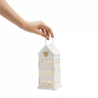   Felinar cu design de Craciun, 2410E25406, Everestus, 8 x 8 x 18 cm, Fier, Alb