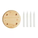 Ornament advent cu 4 lumanari de Craciun, 2410E25403, Everestus, ø12 cm, Lemn, Alb, Maro