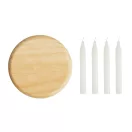 Ornament advent cu 4 lumanari de Craciun, 2410E25403, Everestus, ø12 cm, Lemn, Alb, Maro