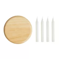   Ornament advent cu 4 lumanari de Craciun, 2410E25403, Everestus, ø12 cm, Lemn, Alb, Maro