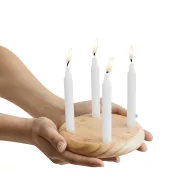   Ornament advent cu 4 lumanari de Craciun, 2410E25403, Everestus, ø12 cm, Lemn, Alb, Maro