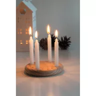   Ornament advent cu 4 lumanari de Craciun, 2410E25403, Everestus, ø12 cm, Lemn, Alb, Maro
