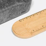   Penar cu rigla si suport de telefon, 2401E14420, Everestus, 20x6.5x5.2 cm, Poliester, Bambus, Gri, Maro