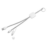   Cablu de incarcare cu 3 conectori, Everestus, 20FEB0247, Plastic, Poliester, Metal, Alb