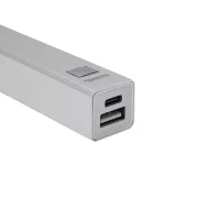   Baterie externa 2600 mAh, 2502E14933, Everestus, 9.4 x 2.2 x 2.2 cm, Aluminiu, Argintiu