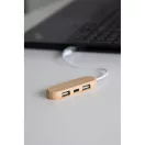 Hub usb 2401E14398, Everestus, 29.8x2.8x1.2 cm, Bambus, Plastic, Aluminiu, Maro