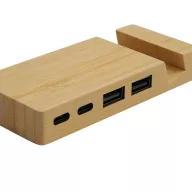   Suport de telefon cu hub usb, 2410E24496, Everestus, 10.5 x 4.6 x 1.7 cm, Bambus, Maro
