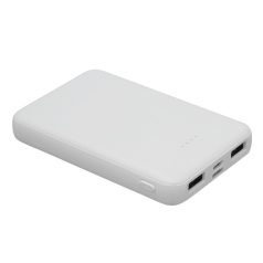   Baterie externa 5000 mAh, USB-C, USB-A, Micro USB, 2502E14935, Everestus, 9.6 x 6.4 x 1.5 cm, Plastic, Alb
