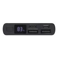   Powerbank, 10000 mAh, Everestus, 2601E12667, 14.2x6.6x1.6 cm, Aluminiu, Plastic, Negru