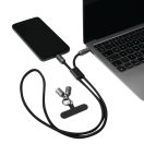 Cablu multifunctional de incarcare, Everestus, 2601E12525, 108x2.5x1.3 cm, Poliester, Aluminiu, Negru, Gri