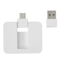   Hub usb 2 porturi, Everestus, 2601E12572, 4.3x5.2x1 cm, Plastic, Otel, Alb
