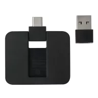   Hub usb 2 porturi, Everestus, 2601E12573, 4.3x5.2x1 cm, Plastic, Otel, Negru